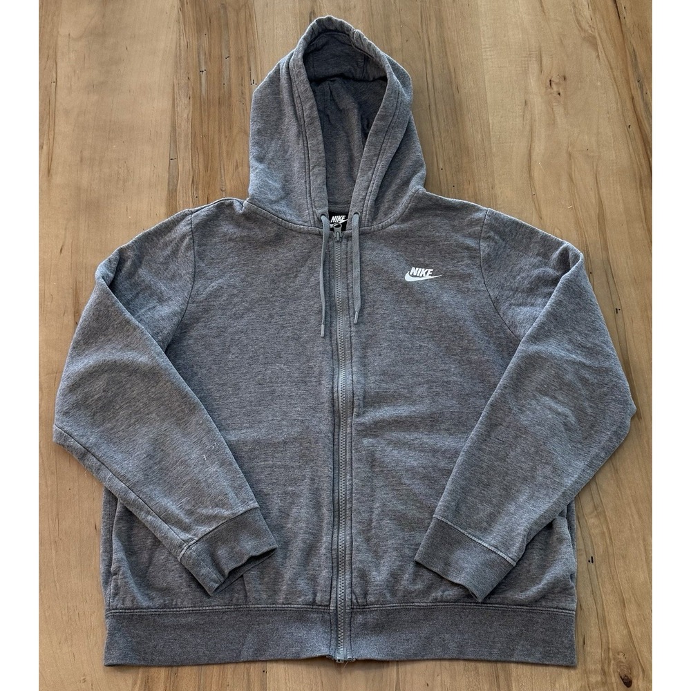 Nike Sportswear Full Zip Hooded Sweatshirt Heather Gray Size L